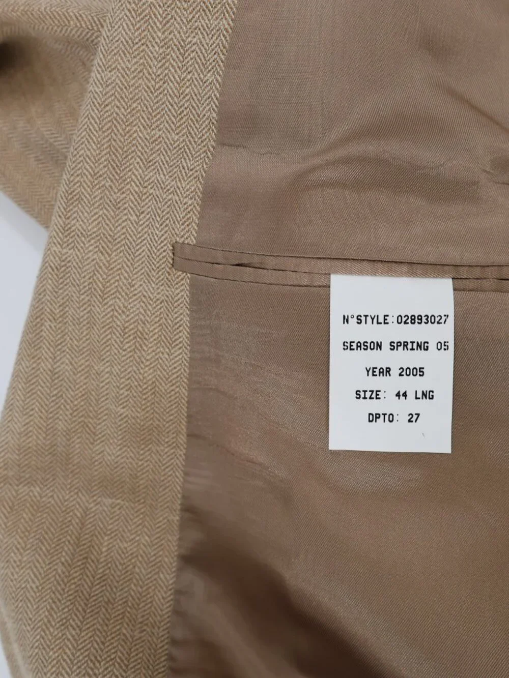 VTG Brooks Brothers Sport Coat Mens 44L Silk Linen Wool Ramie Herringbone Beige